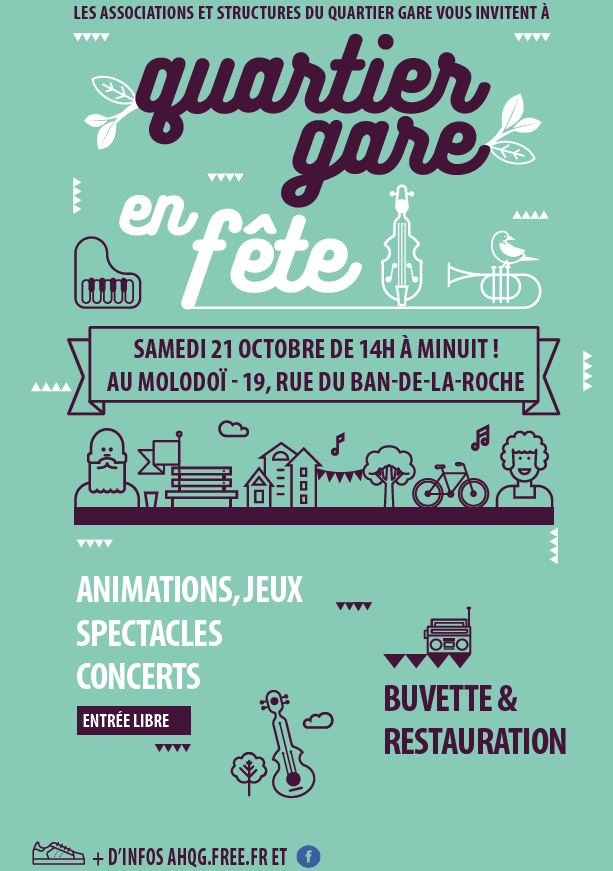 Affiche Quartier Gare en Fête, le 21 octobre au Molodoï.
